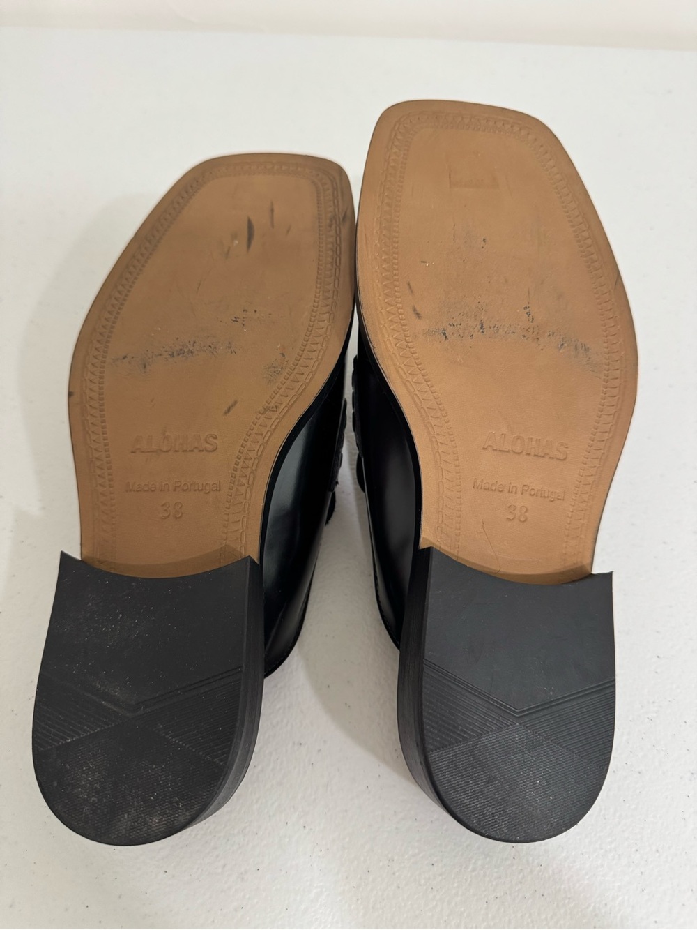 EUC ALOHAS Alfred Black Leather Mule Loafer Women's 38 US 7-7.5 Square Toe - Picture 10 of 12
